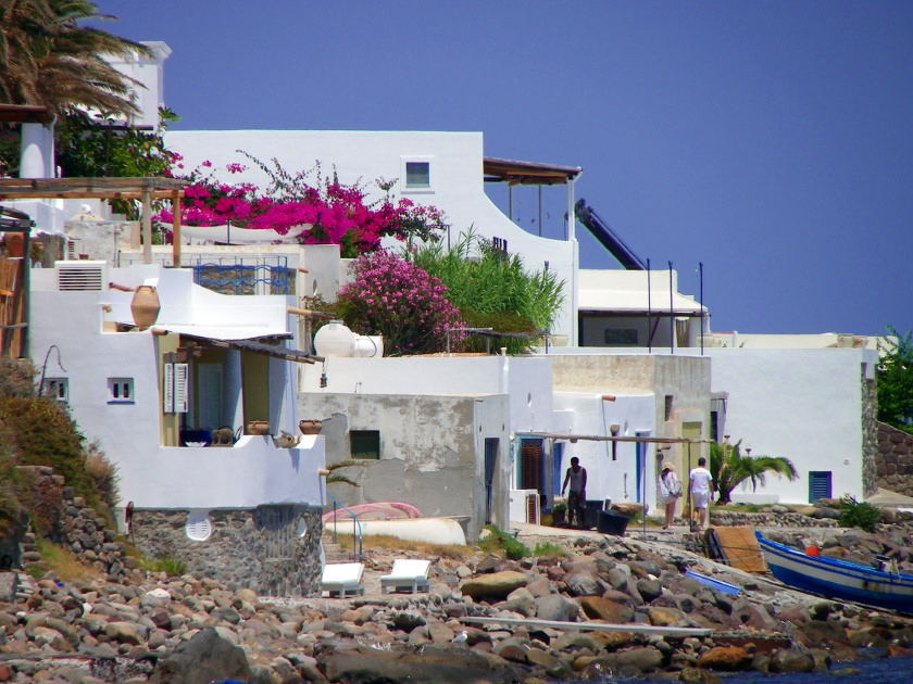 Houses by the beach in Panarea. 