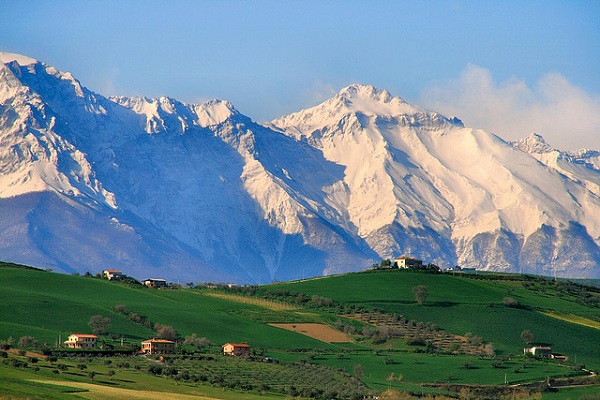 Hills in Teramo and Gran Sasso in the background