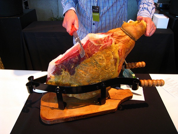 Freshly carved prosciutto