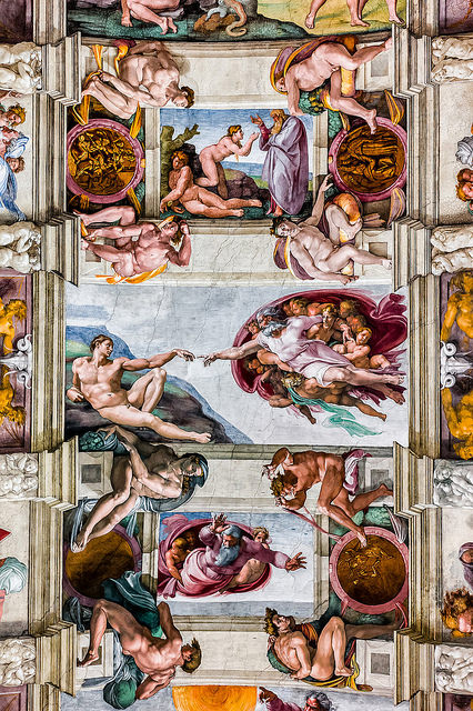 the theme of the sistine chapel ceiling frescoes comes from