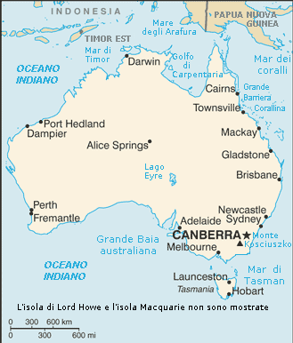 Australia map in Italian
