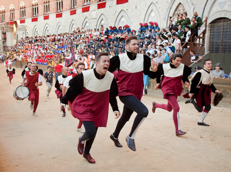 Celebrations after the victory of the Palio di Siena