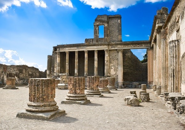 Archaeological area of Pompeii: roman ruins after the Vesuvius eruption