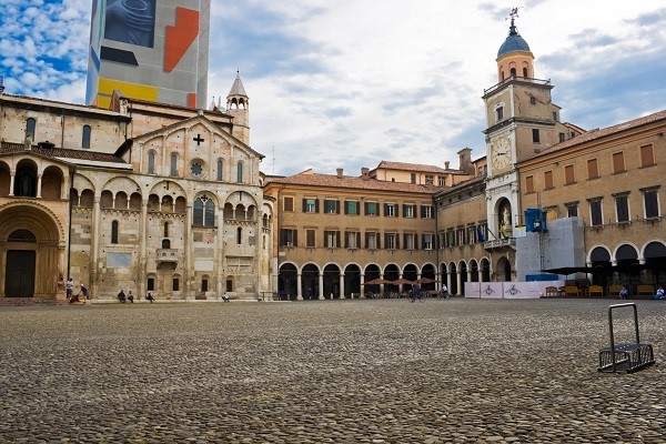 Piazza Grande with the Cathedral and the "ghirlandina" in Modena, a Unesco World Heritage Site