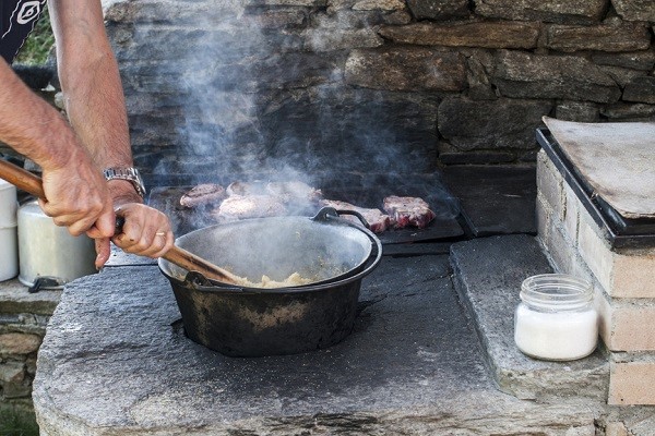 Cooking polenta on wood stove