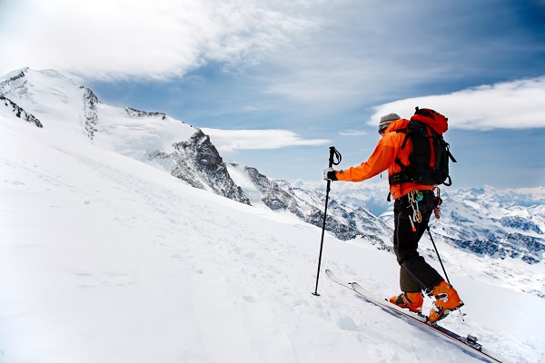Alpine Touring Skier on Verra Glacier, Monte Rosa 