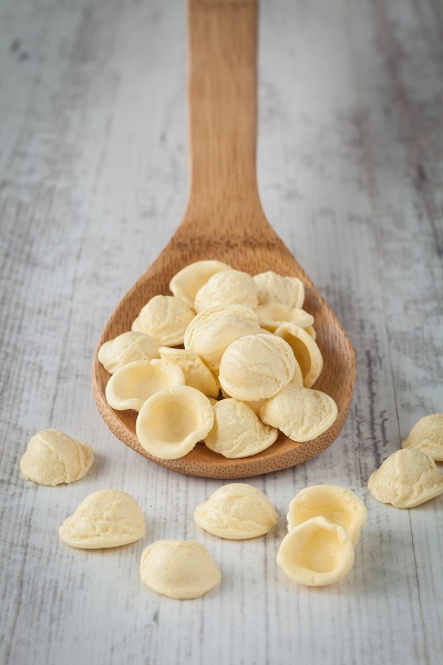 Shapes of pasta: orecchiette.