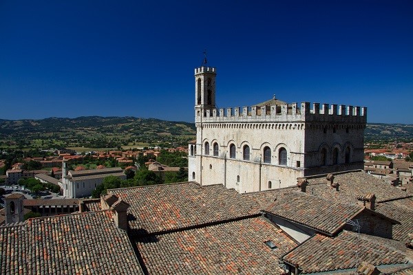 Palazzo dei Consoli towering over the town of Gubbio