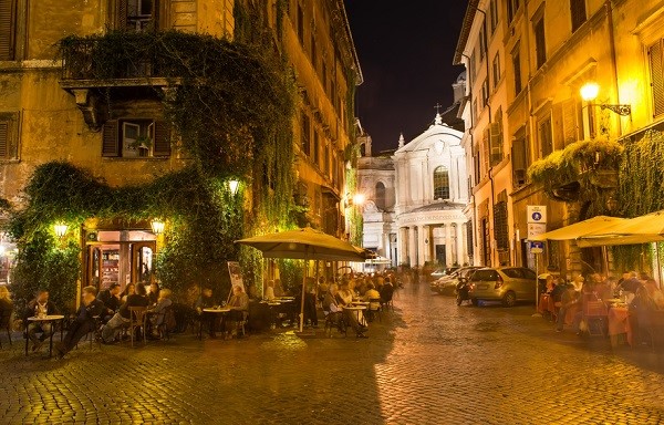 Trastevere at night in Rome