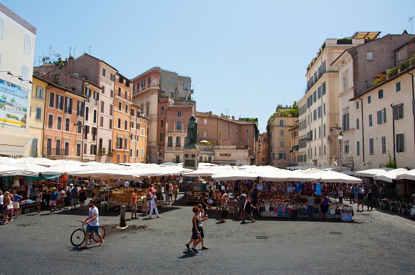 Campo de' Fiori and its market in Rome