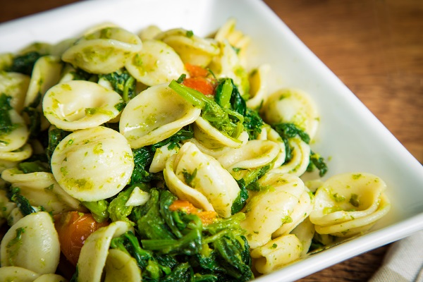 Orecchiette pasta with broccoli rabe and red pepper