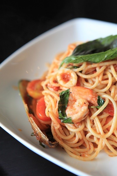 A seafood sauce matches perfectly spaghetti pasta
