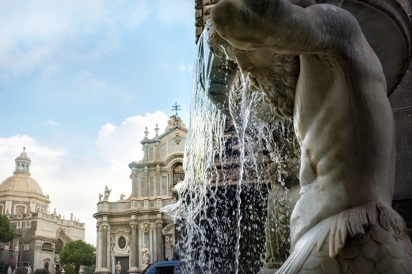 Fountain and Cathedral of Saint Agata in Catania