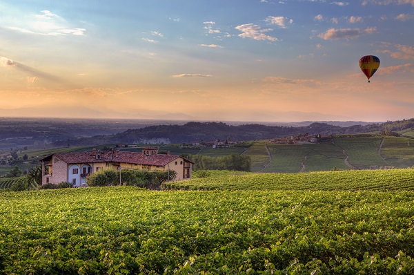 Sunset over the countryside in Piedmont 