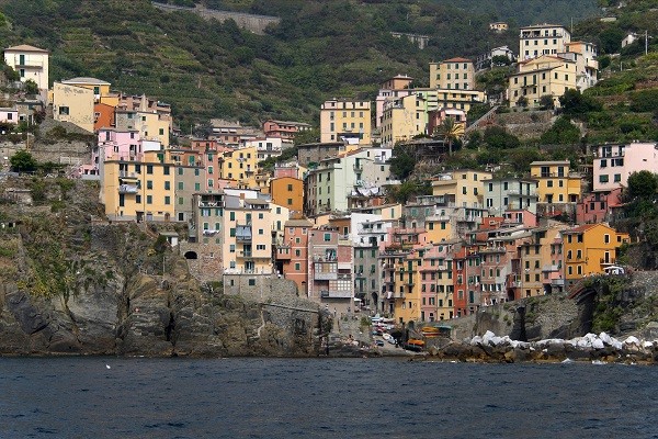 Italy viewed from the sea: Riomaggiore, Cinque Terre 