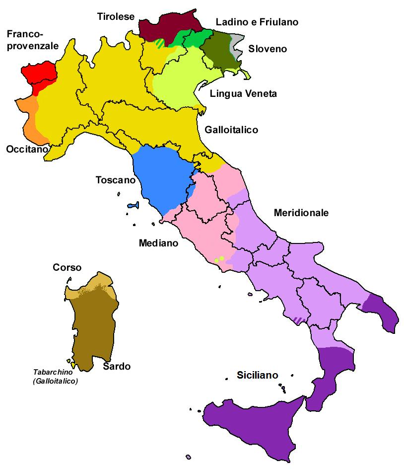 Dialectal groups of Italy 