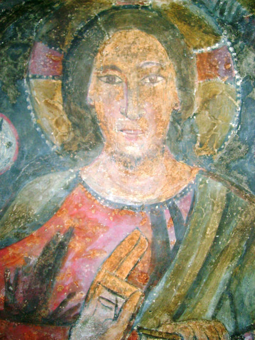 Jesus with no beard, ancient fresco