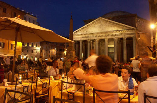The Pantheon from a restaurant