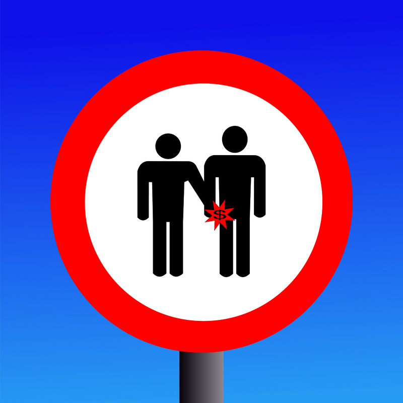 Warning pickpockets sign on blue illustration Pickpockets in Italy