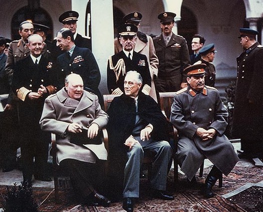 The Yalta Summit in 1945.From left to right Winston Churchill, Franklin Delano Roosevelt and Josef Stalin
