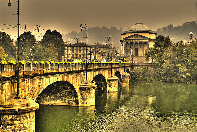 The river Po and La Gran Madre di Dio church, in Turin. The latter is considered a powerful esoteric spot 
