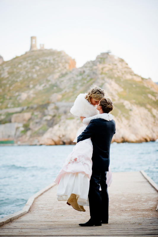 Groom and Bride on a Pier
