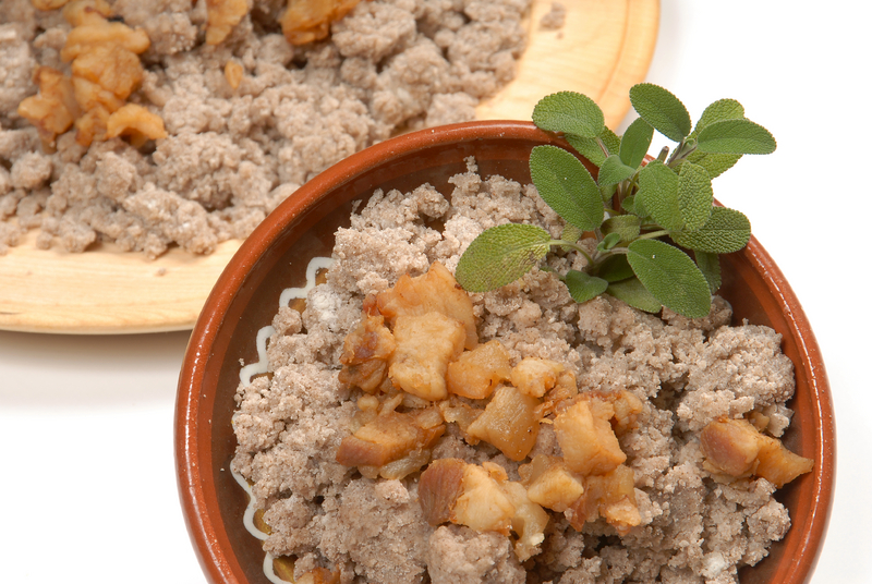 Traditional Slovenian Food - Buckwheat ravioli with cracklings