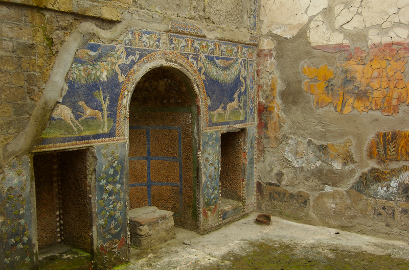 Archeological Area of Herculaneum: Interior of a Roman home, preserved by volcanic ash