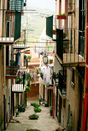 Italian balconies in a small street