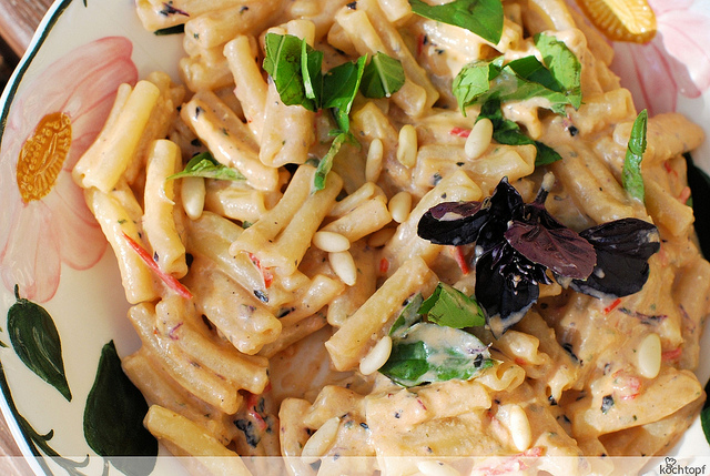 Pesto alla Siciliana with casarecce pasta