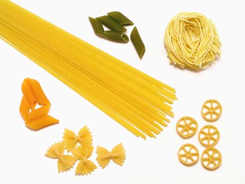 Pasta Shapes: penne, farfalle, spaghetti, anelli