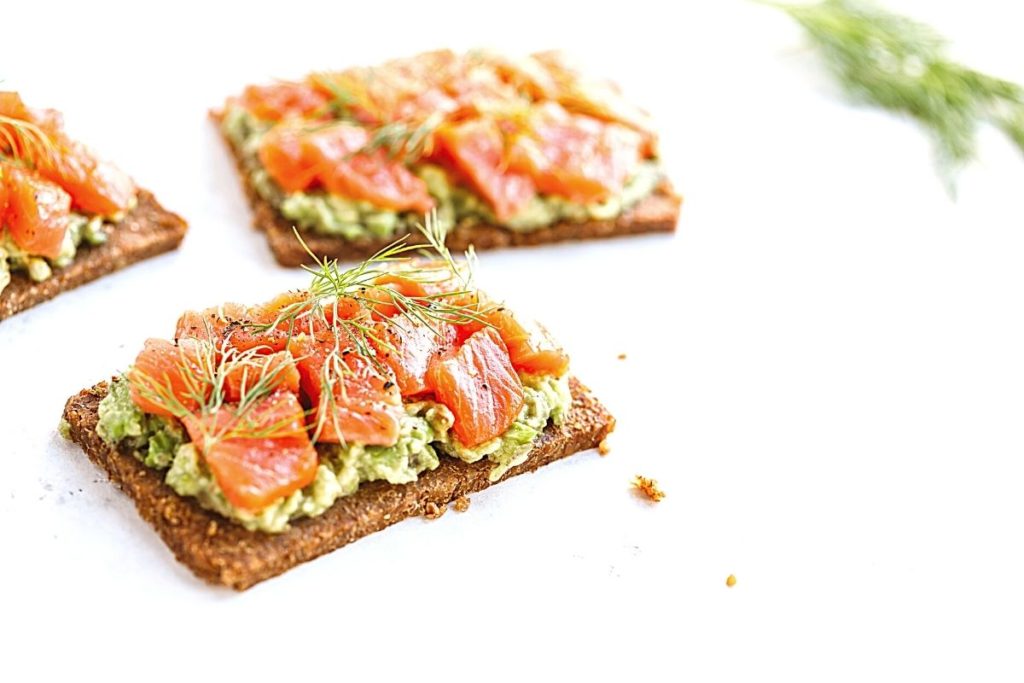 Grilled Salmon with Avocado bruschetta