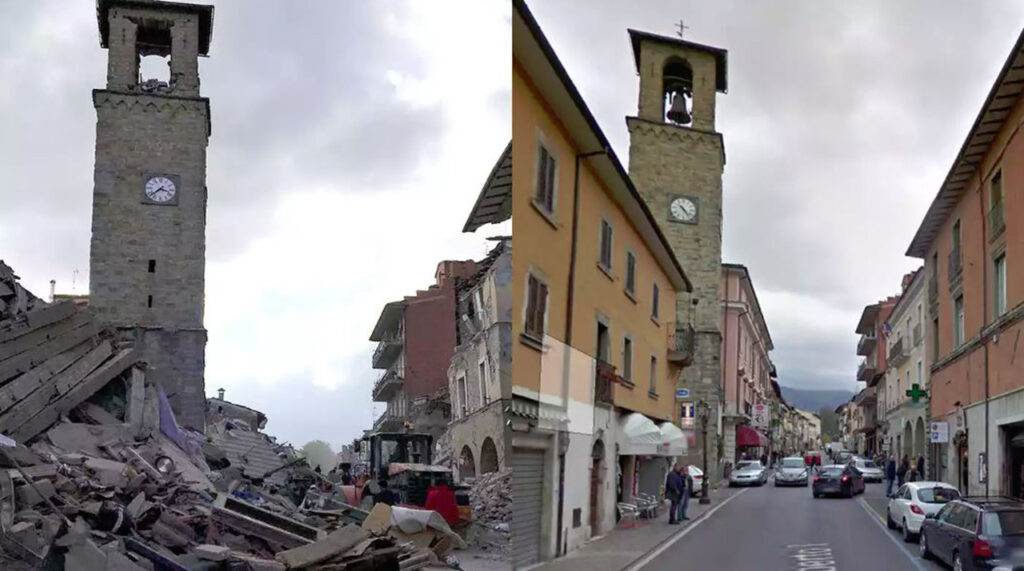 Amatrice earthquake - before and after