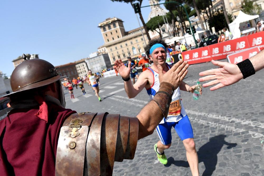 Runner in Italy rome marathon,