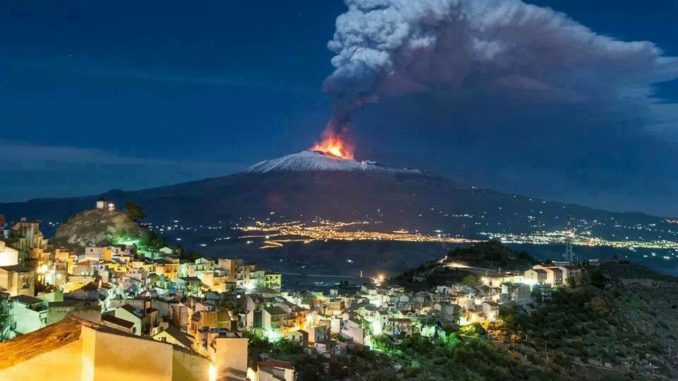 The view of mount Etna from Centuripe