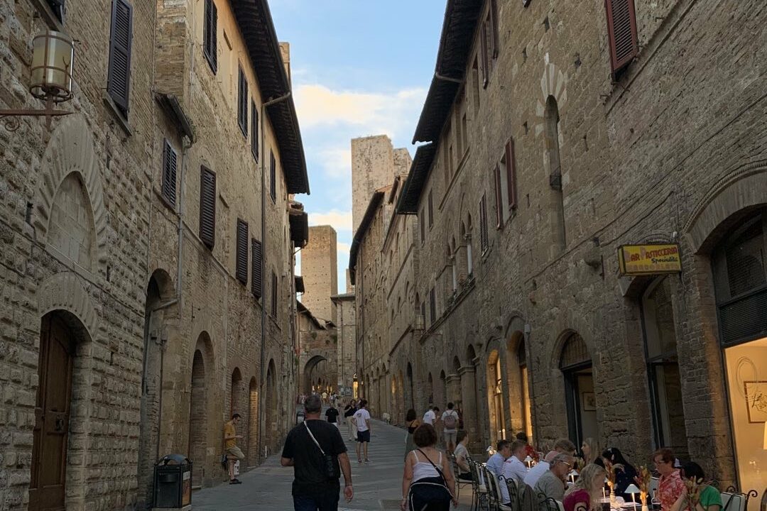 One of the characteristic streets of the historic center in San Gimignano