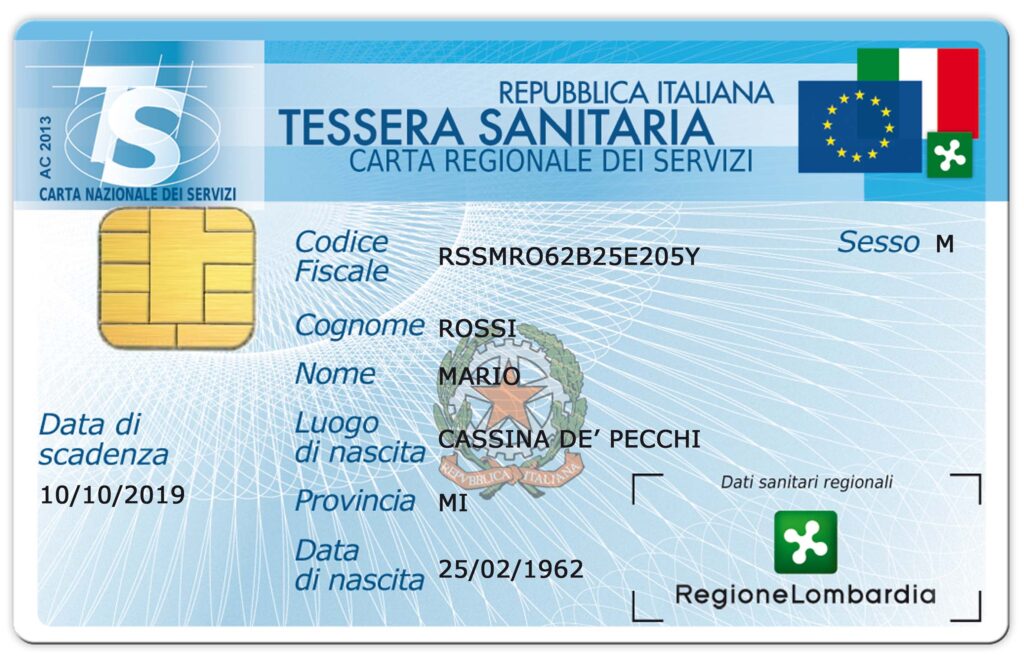 How to get a tax code in Italy, Tessera sanitaria